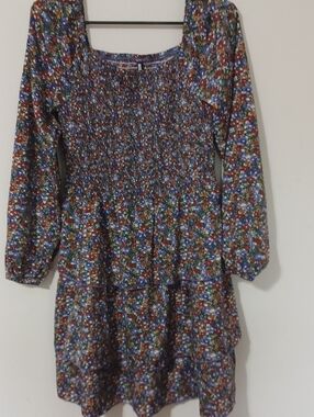 BTFBM Boho Floral Tiered Smocked Lightweight Dress In Multicolors. NWOT. Size M